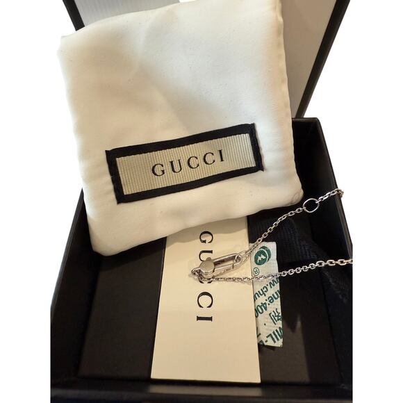 Gucci Trademark Heart Necklace 925 Sterling Silver*Full Set*Dustbag & Box - Picture 3 of 3